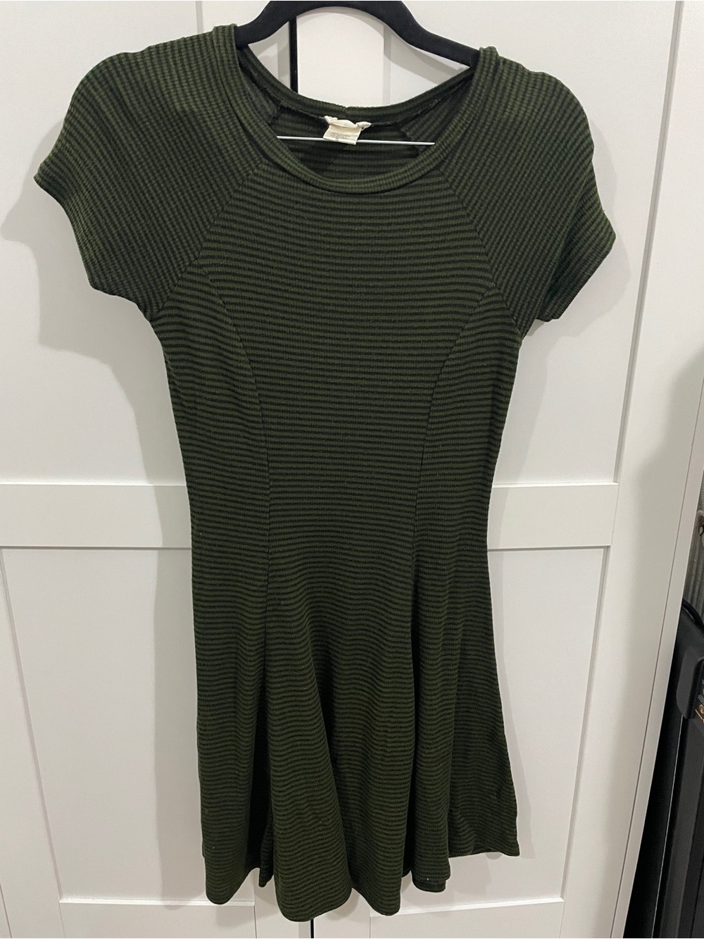 Y2K Wet Seal Olive Green Short Sleeve Fit & Flare Mini Dress
